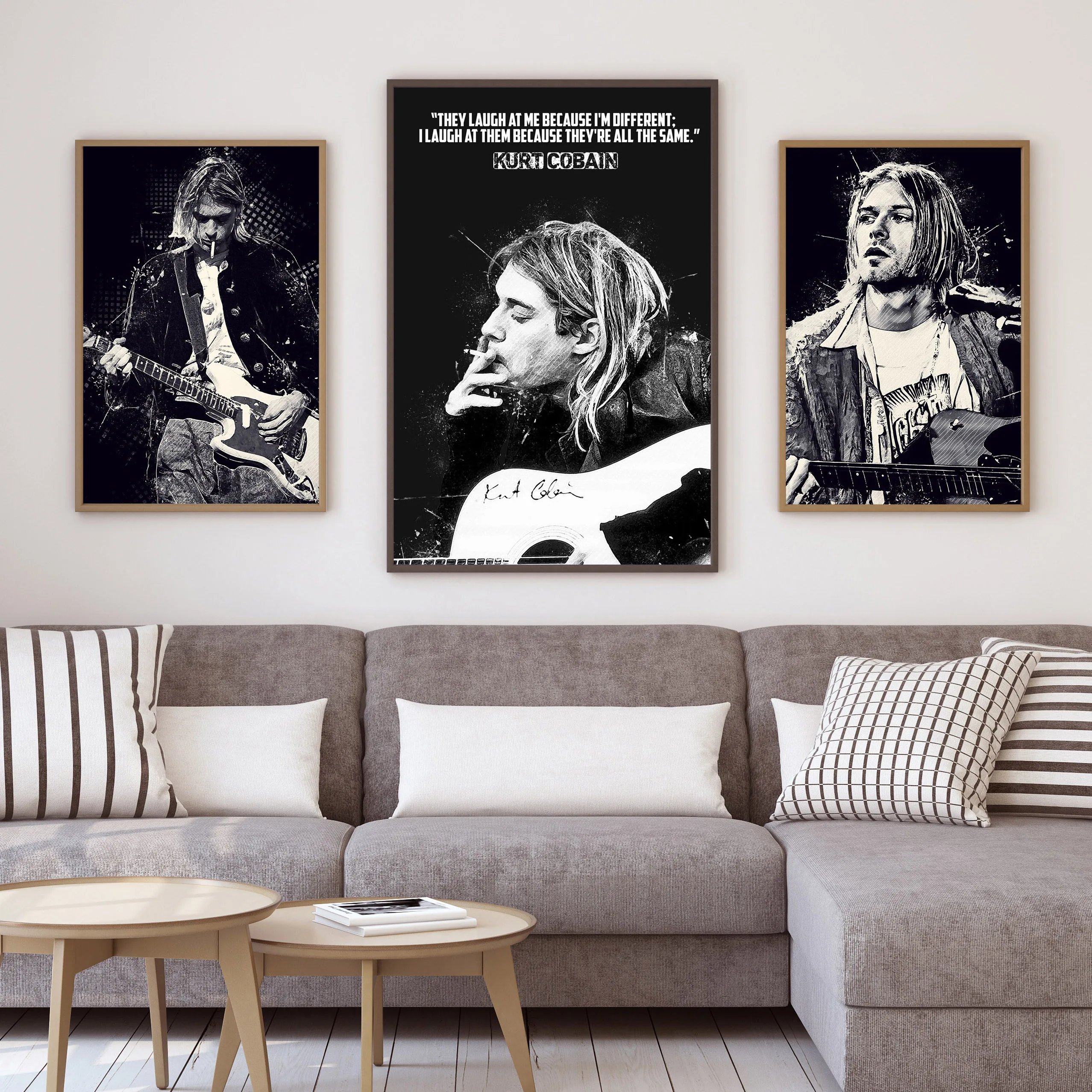 

Singer Kurt Cobain Posters Rock with Roll Music Retro Kraft Paper Sticker DIY Vintage Room Bar Cafe Decor Gift Art Wall Painting