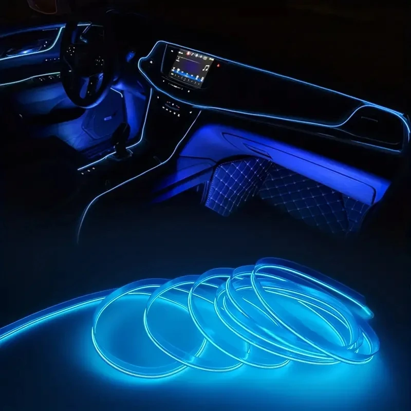 Светодиодная лента 3M EL Wire для автомобиля, атмосферная подсветка для самостоятельной установки, гибкая лампа для интерьера авто, декоративная подсветка для вечеринок, неоновые ленты 12В USB (art.: 3920db439960f) - 3920db439960f
