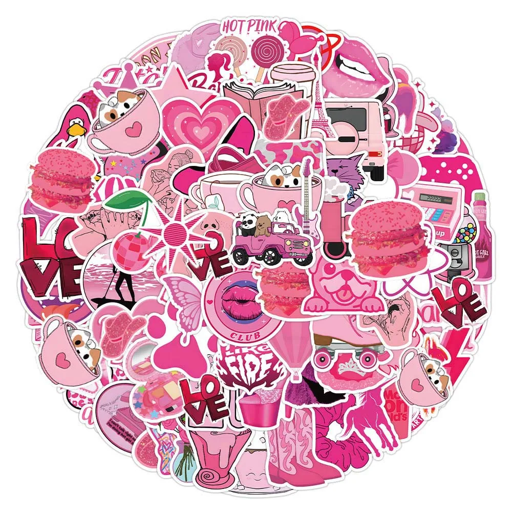

100Pcs мультфильм розовый Preppy милая девушка разнообразные наклейки граффити путешествия ноутбука ноутбука телефон шлема DIY комиксы подарки вечеринки