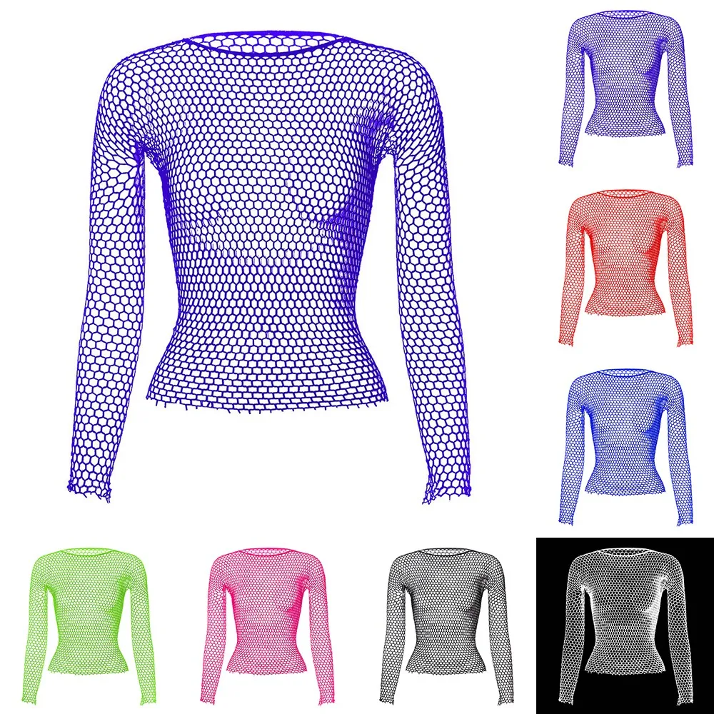 

Men Elastic Long-Sleeved Sexy Leaky Hip Shirt Hollow Mesh Underwear Tops Plus Size Mesh Hollow Low-Waist Sexy Lingerie