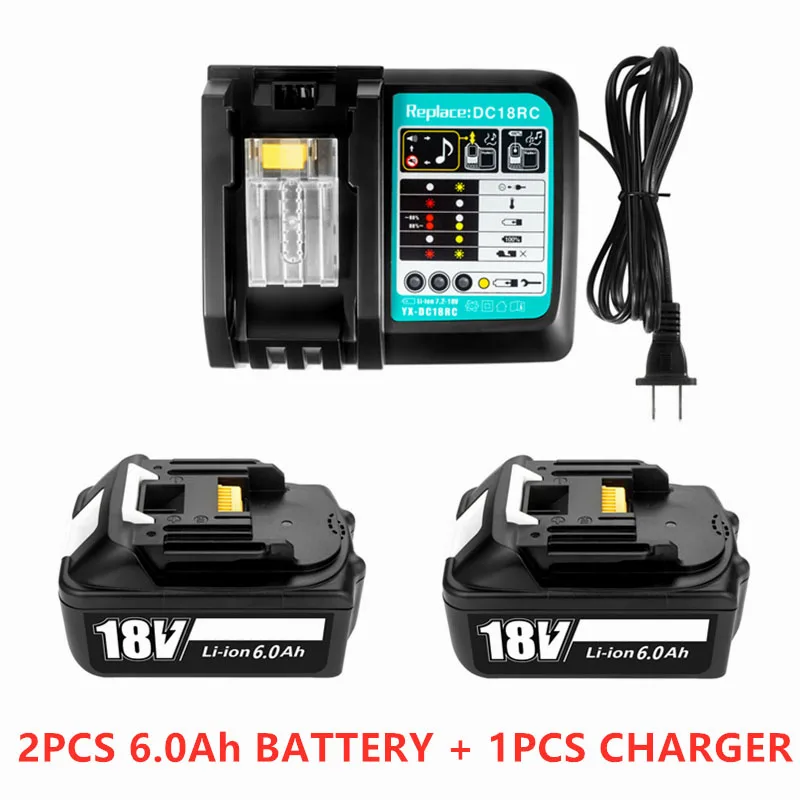 

BL1860 Rechargeable Battery 18 V 6000mAh Lithium Ion with Charger for Makita 18v Battery 6ah BL1840 BL1850 BL1830 BL1860B LXT400
