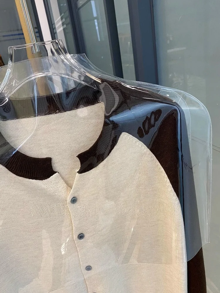 Осенний новый дизайн соответствующий цвету вязаная однобортная верхняя одежда