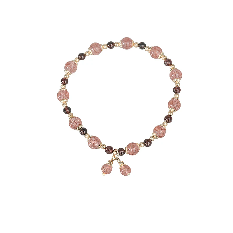 

925 sterling silver peach blossom strawberry bracelet female niche design natural crystal bracelet high-end girlfriends bracelet