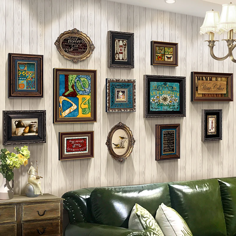 

American Retro Photo Wall Photo Frame Combination Background Wall Hanging Decoration Wooden Photo Frame Home Decoration