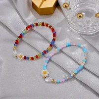 color crystal flower beaded bracelets for women fashion vintage charm gemstone bracelet hand jewelry 2022 wholesale pulseras