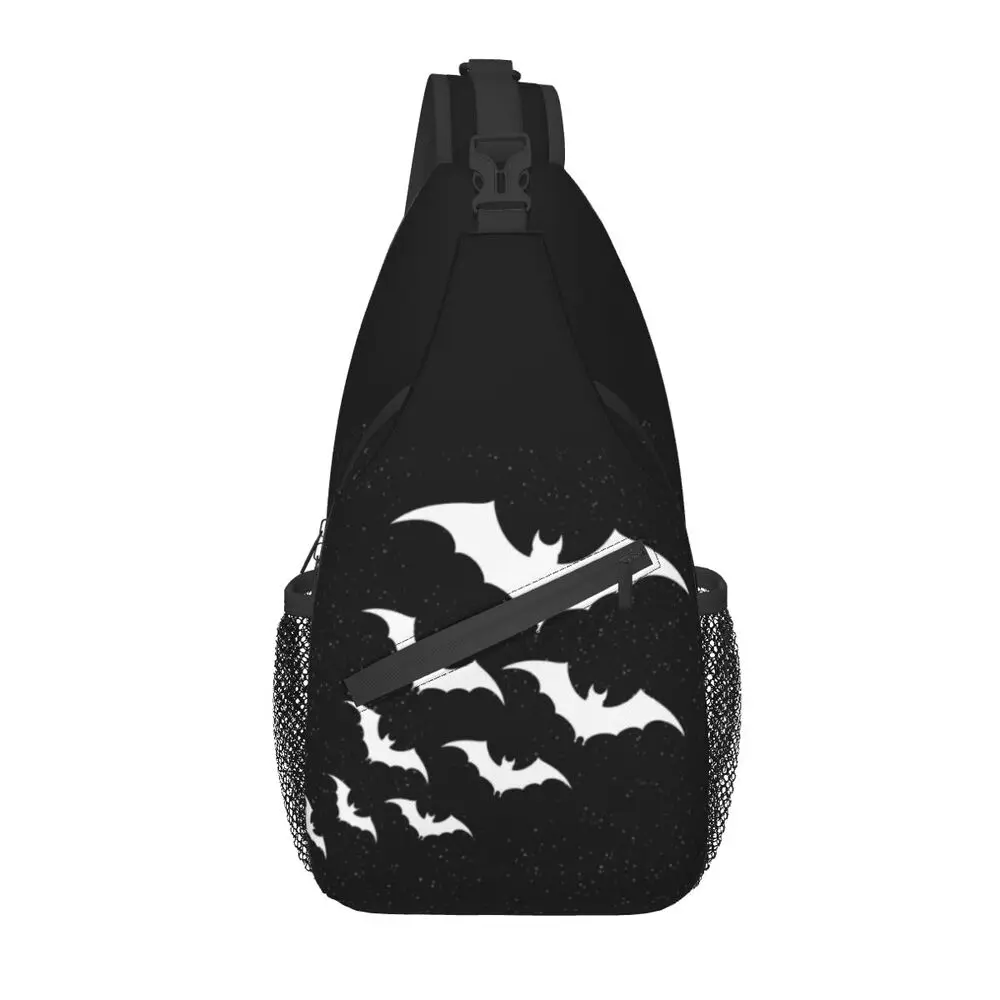 

Bats In The Night Sling Bags for Cycling Camping Men's Halloween Goth Occult Witch Crossbody Chest Backpack Shoulder Daypack