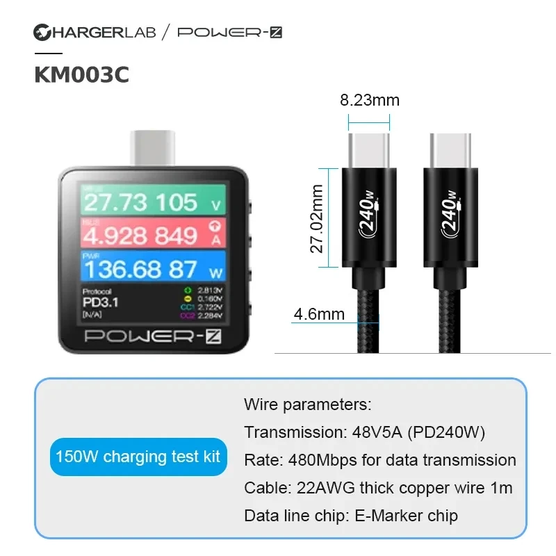 

SJAMING POWER-Z KM003C USB-C Тестер Зарядных Устройств