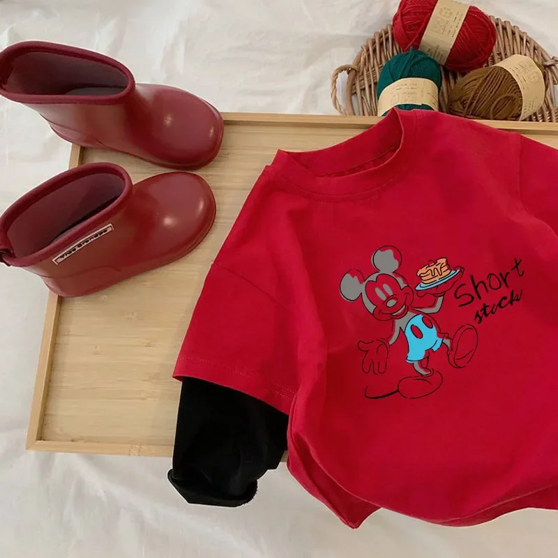 Детская Хлопковая футболка с Микки Маусом новинка весенне-летнего сезона