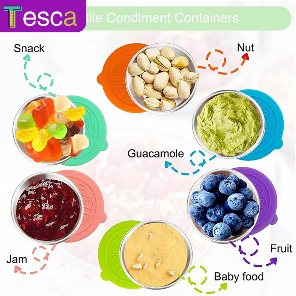 

1.7 Oz Leak Proof Salad Box Stainless Steel Dipping Sauce Cups Portable Salad Condiment Containers Kitchen Accessories Tools