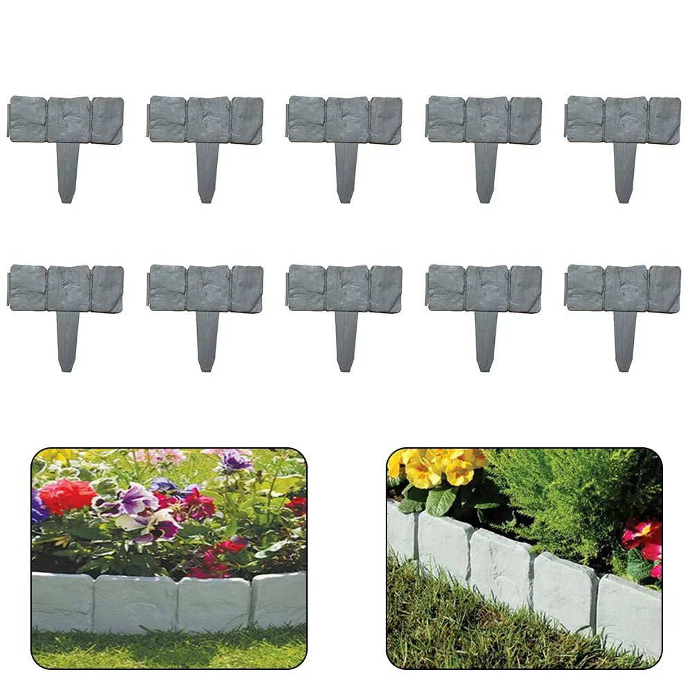 

Lawn Edging 10pcs Plastic Flexible Stone Look Flower Bed Edging Fence Decorative 25*23cm Lawn Edging Garden Outdoor Parts