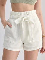 frenchy paperbag waist slant pocket belted shorts