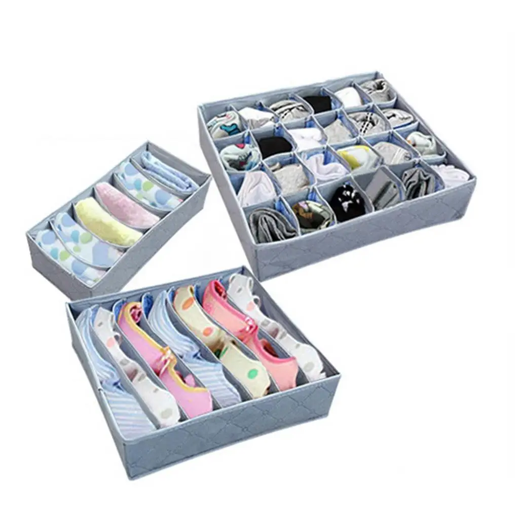 

3pcs Underwear Organizer Socks Bra Scarves Lingerie Storage Box Non-Woven Cloth Container Drawer Dividers