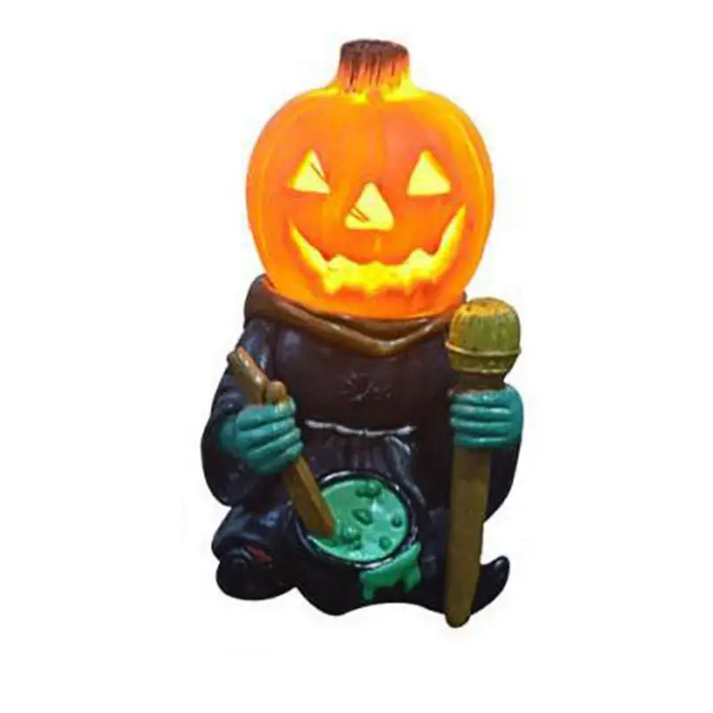 

Halloween Pumpkin Lights Knight Statue With Light Outdoor Garden Figurine For Patio Lawn Yard Halloween Lantern For Party Table