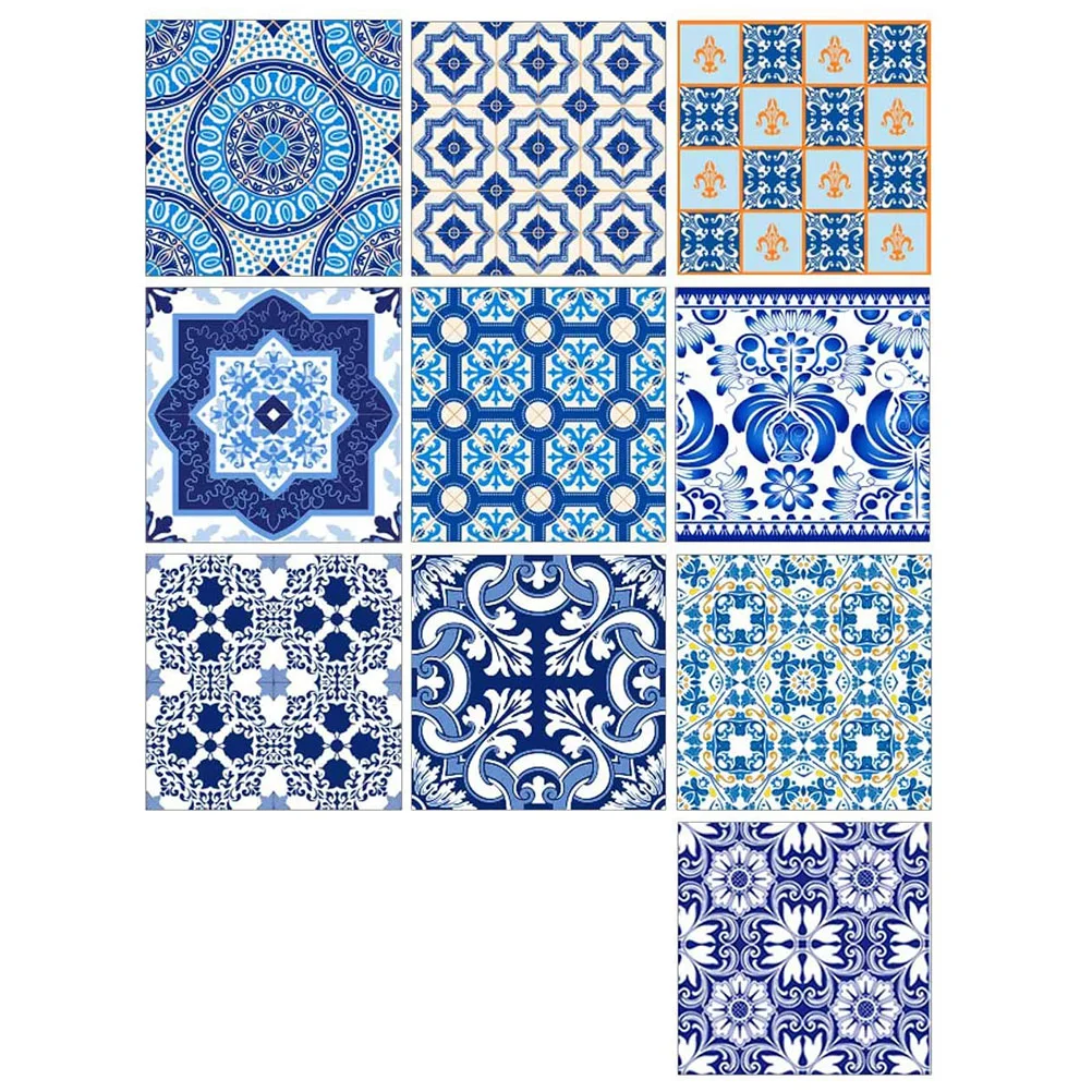 

Tile Tiles Wall Decals Decorative Bathroom Stickers Kitchen Stick Peel Backsplash Wallpaper Paper Floor Adhesive Talavera Blue