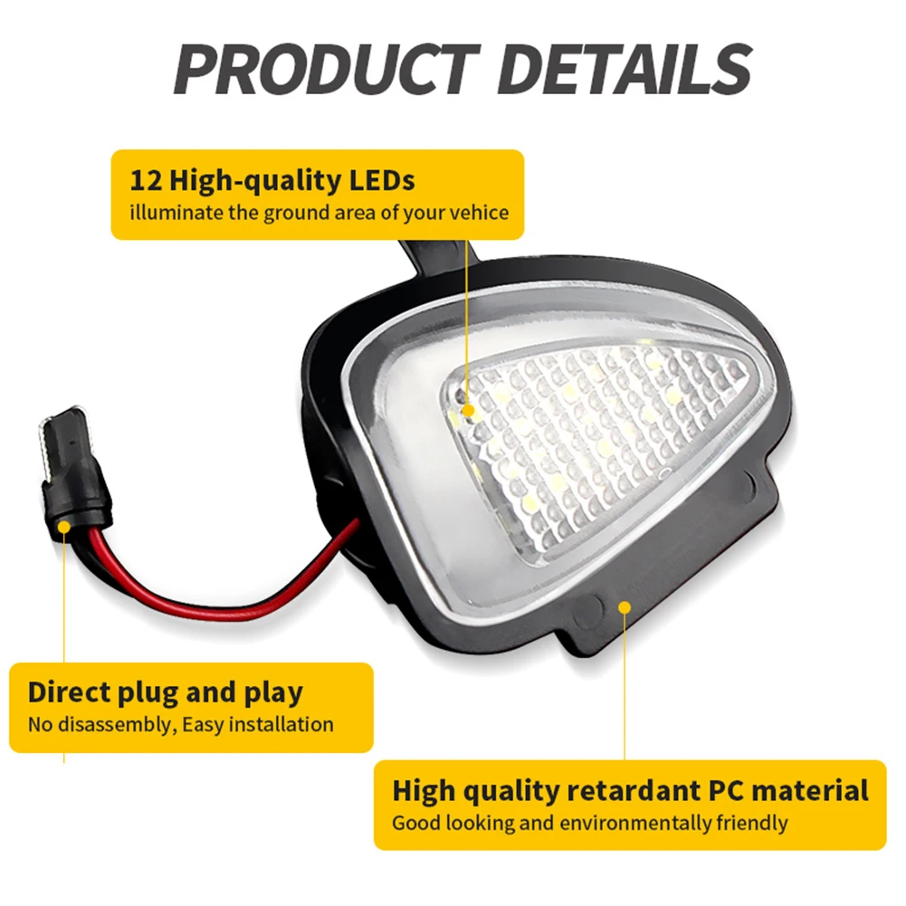 

Car Side Mirror Puddle Lights 12V 2pcs/Set For Golf6 2009-2019 For Passat B7 2011-2019