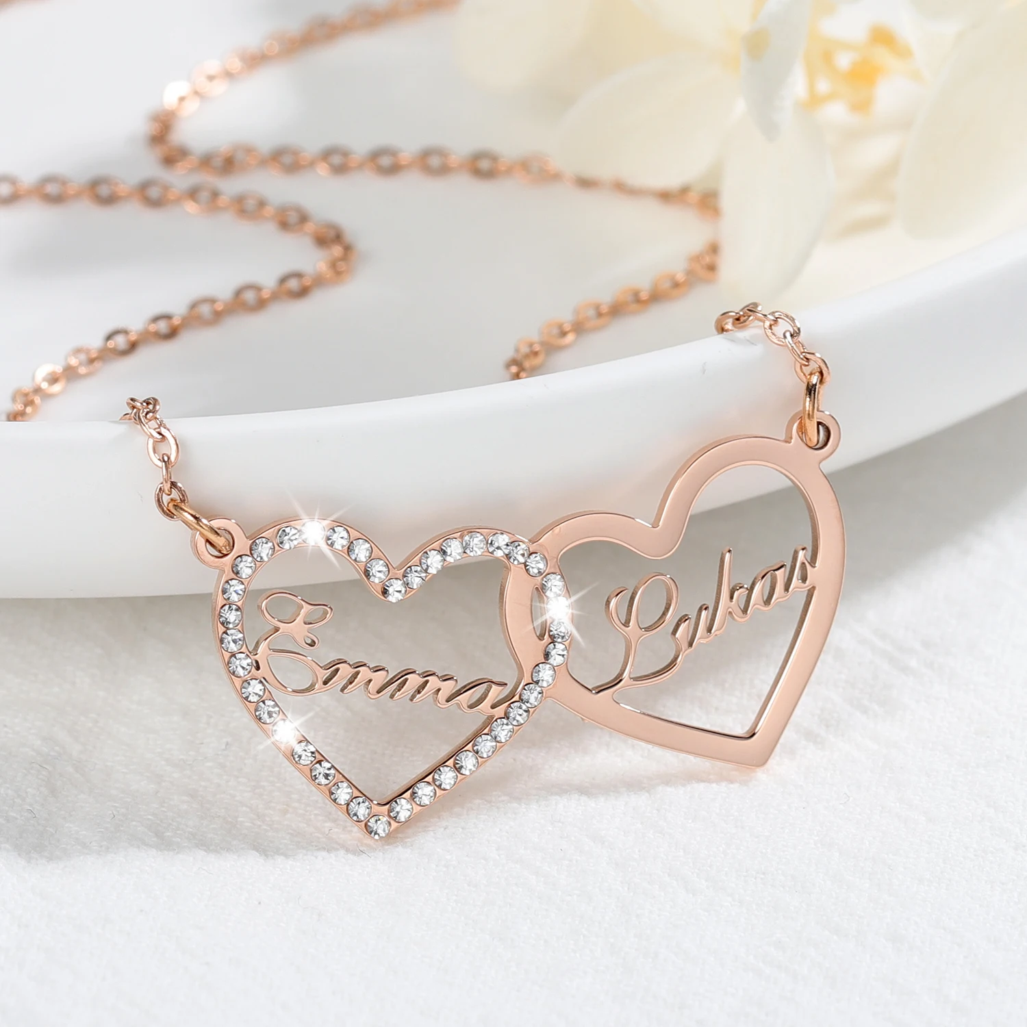 

Custom Heart Necklace Personalized Name Necklace Iced Out Choker Custom Crystal Pendant Chain Jewelry For Women Best Friend Gift