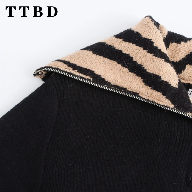 TTBD 2024 осенний новый женский модный вязаный свитер с длинными рукавами топ