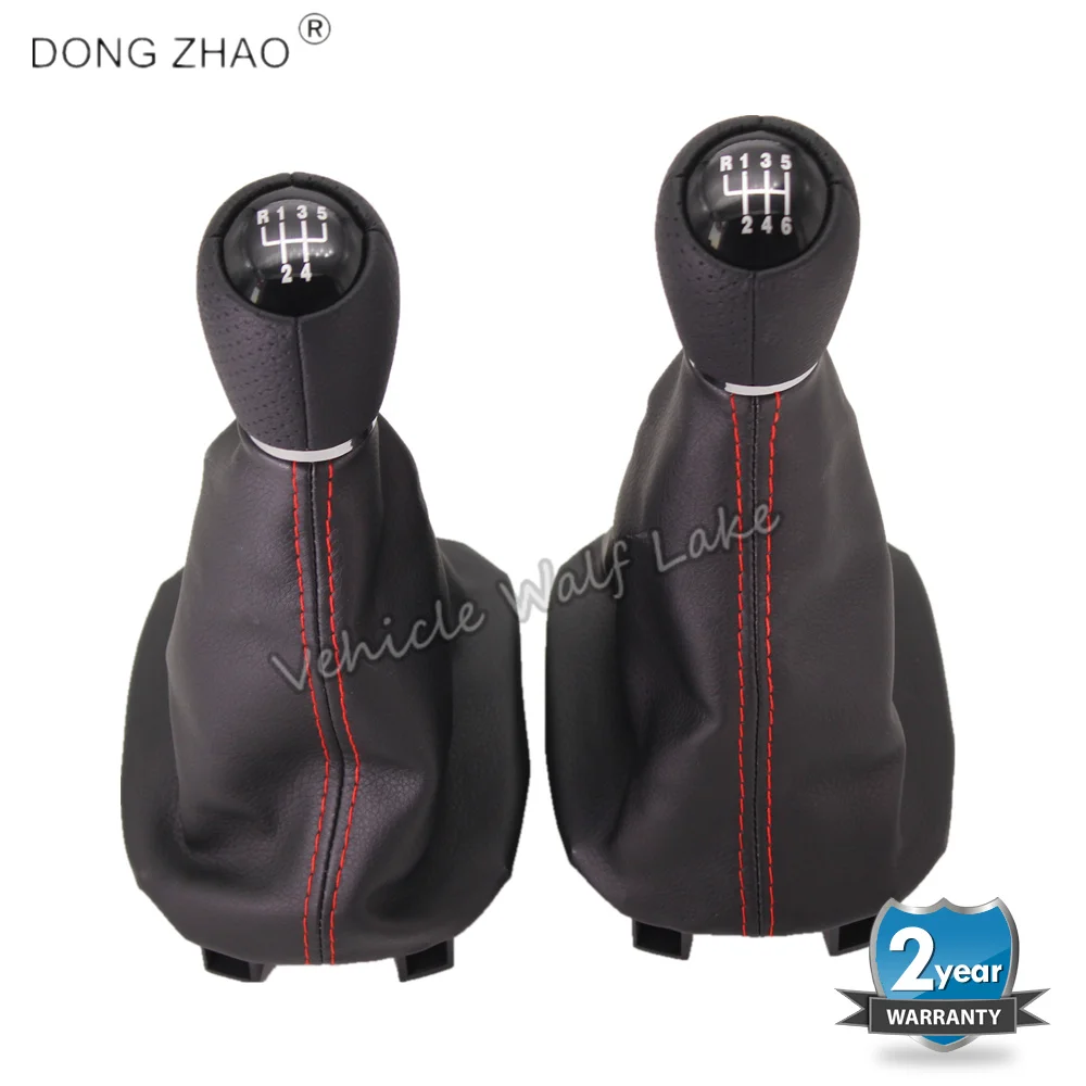 

For Seat Leon 1M1 2002 2003 2004 2005 2006 Car-styling 5 Speed 6 Speed Gear Stick Shift Knob Leather Boot Red Line 12mm Hole