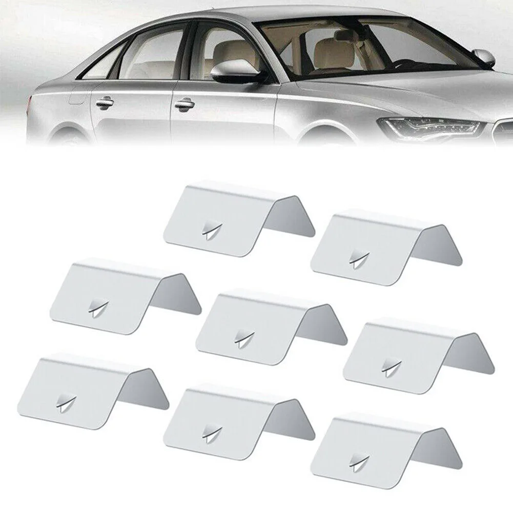 

8PCS / 12PCS Wind Rain Deflector Channel New Metal Retaining Clips For BMW Stainless Steel Silver Car Wind Rain Deflector Clips