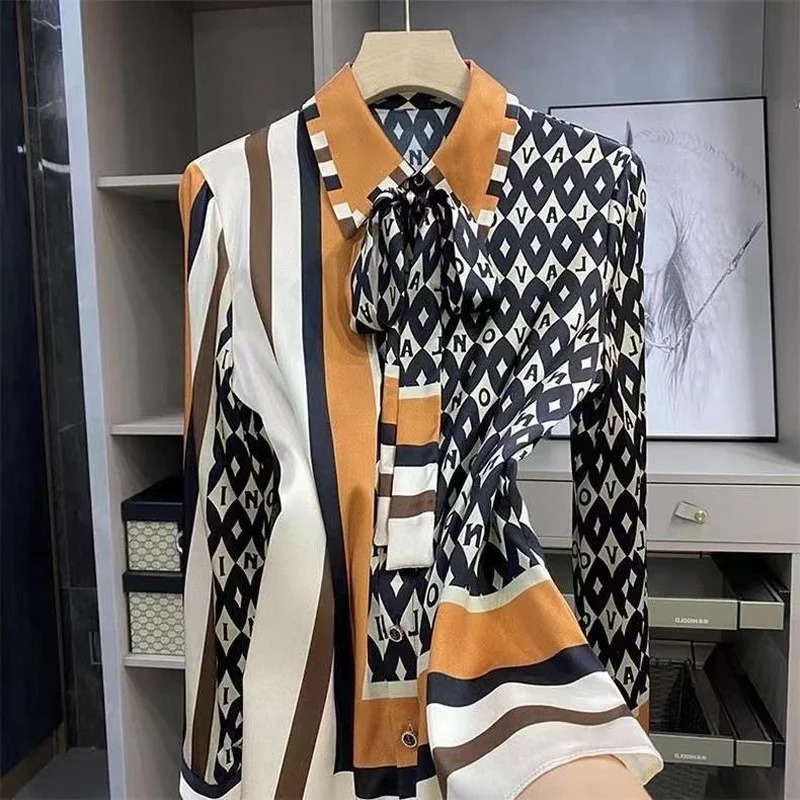 

Imitation Silk Top Women Long Sleeve Shirt Women Blouse Camisas Mujer Womens Tops