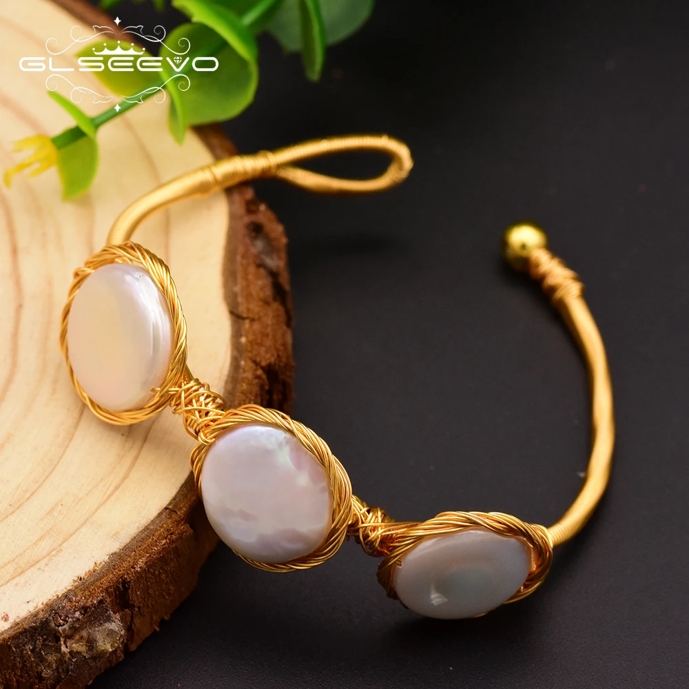 

GLSEEVO Natural Fresh Water Baroque Pearl Bracelets For Women Engagement Gift Bileklik Bracelets & Bangle Fine Jewelry GB0056