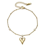 2022 new fashion women simple heart pendant diamond chain anklet women sexy party heart pendant stainless steel bracelet anklet