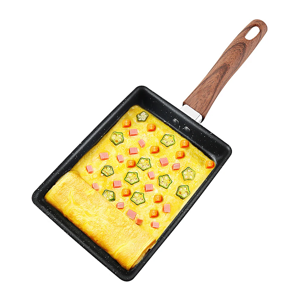 

Japanese Pan Fried Steak Omelette Frying Pan Tamagoyaki Egg Pan Wood Handle Nonstick Fry Egg Pan Pancake Ham Pans