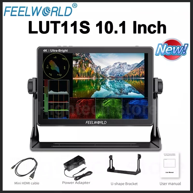 FEELWORLD LUT11S 10.1 Inch 2000nit Ultra Bright IPS Touch Screen 3DLUT 3G-SDI HDMI DSLR Camera Field Monitor with F970 External - купить по