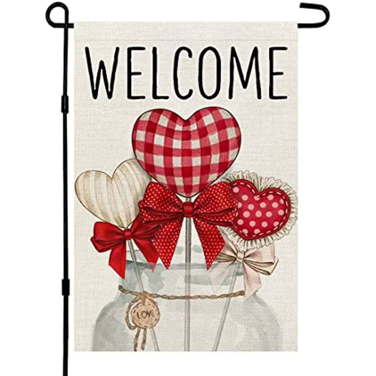 

Heart Candy Valentines Day Welcome Garden Flag 12x18 Inch Small Double Sided for Outside Heart Yard Outdoor Party Decoration