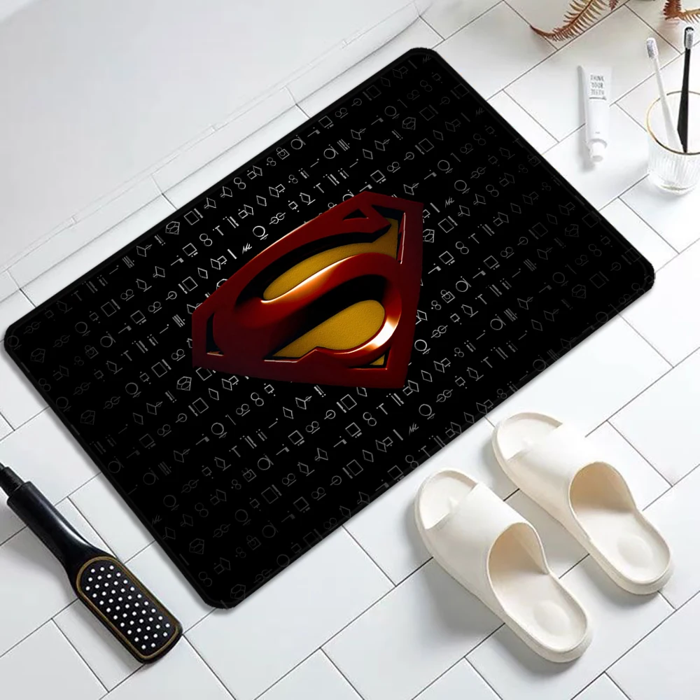 

DC Superhero Superman Floor Carpet for Bathroom Living Room Front Door Mats Flannel Kitchen Rugs Hallway Entrance Mat