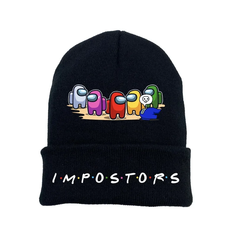 

Among us Plush Knitted Hat Space Werewolf Kill Series Theme Autumn and Winter Warm and Cold Resistant Elastic Plush Pullover Hat