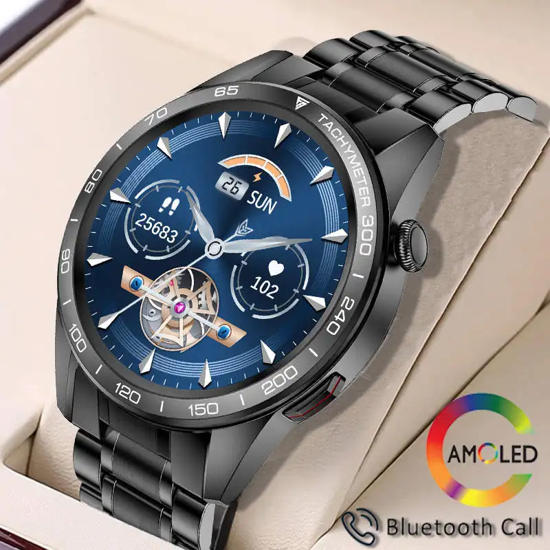 

LIGE 2022 Luxury Smartwatch Men AMOLED 360*360 HD Screen Full Touch Bluetooth Smart Watch Dial Answer Call Watches for Android