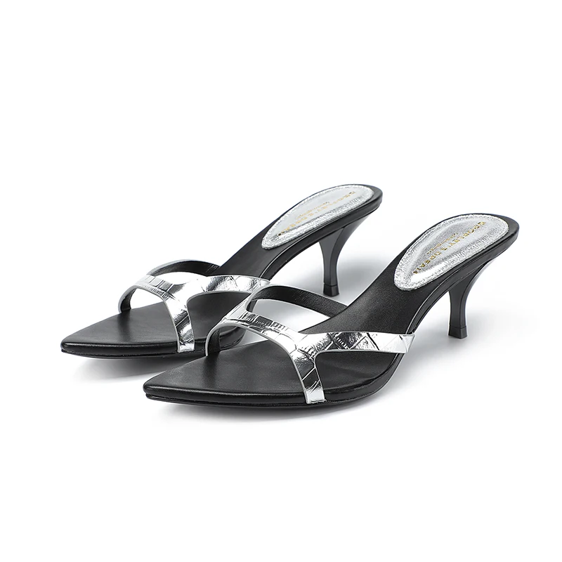 Summer New Women's Shoes 6cm Fashion High Heels 35-43 Plus Size Banquet Shoes Sexy Genuine Leather Pointed Women's Party Shoes