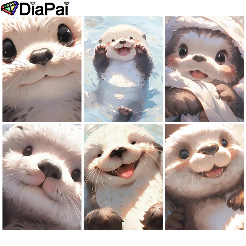 

DIAPAI Diamond Painting Cross Stitch "Animal Otter" Full Square Round Diy 5d Diamond Embroidery Picture Rhinestone Art
