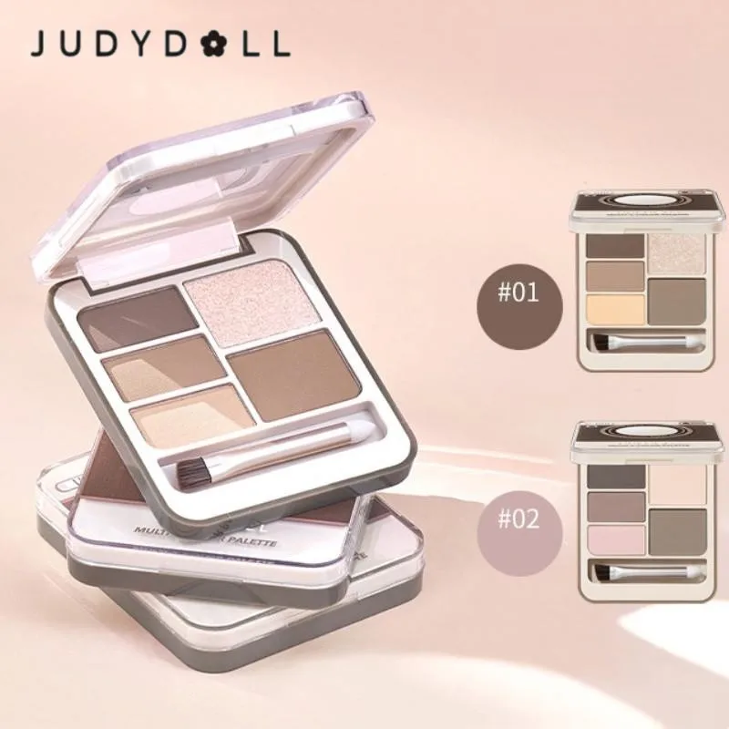 

Judydoll All-in-one Multi 5 Color Palette Eyeshadow Blush Highlighter Trimming Brow Eye Portable Natural Makeup Cosmetics