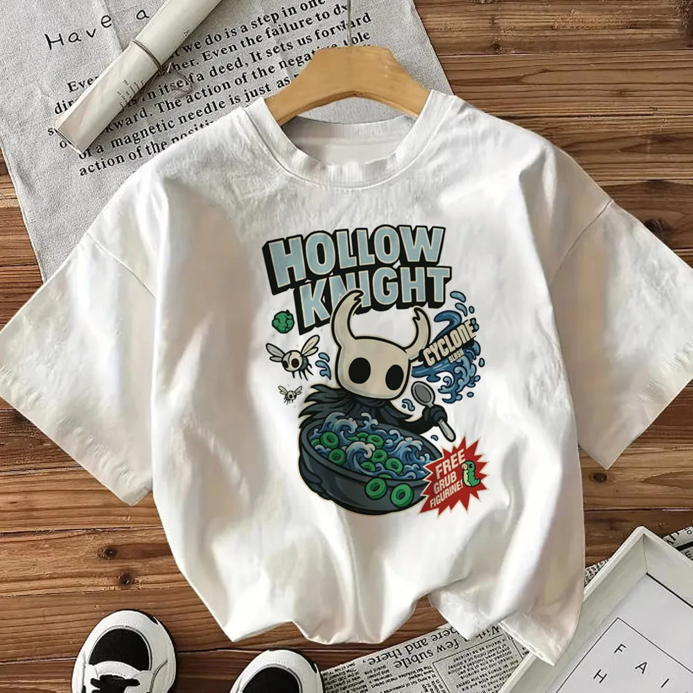Фото Футболка Hollow Knight для девочек, кавайная, в японском стиле, забавная, с манга-принтом, готическая, в стиле 2000-х, Y2K, гранж, недорогая №1