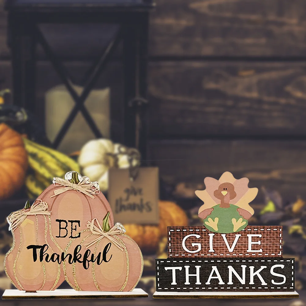 

Thanksgiving Harvest Festival Autumn Wooden Decorations Letter Ornaments Desktop Creative Printing Ornaments