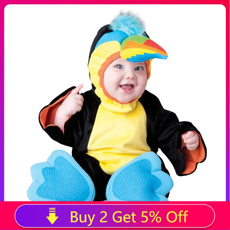 

Детский комбинезон с мультяшным попугаем, на 6-30 месяцев