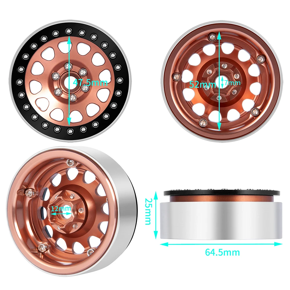 MIBIDAO 4 шт. 2 дюйма металлический сплав Beadlock Колесные диски для Axial SCX10 Wraith D90 TRX-4 1/10 RC