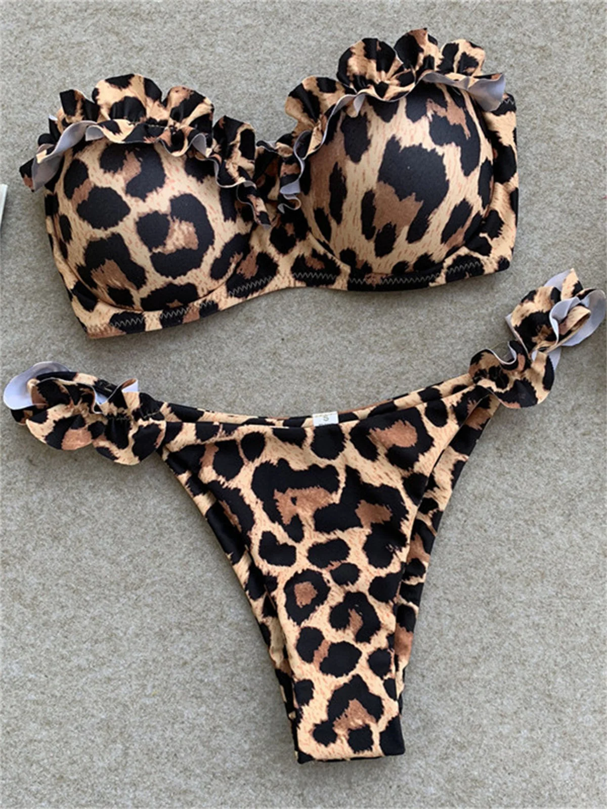 

Animal Print Leopard Bikini Push Up Swimsuit Sexy Women Bikini Set 2020 Brazilian Thong Bathing Suit Bandeau Beach Wear Swimwear