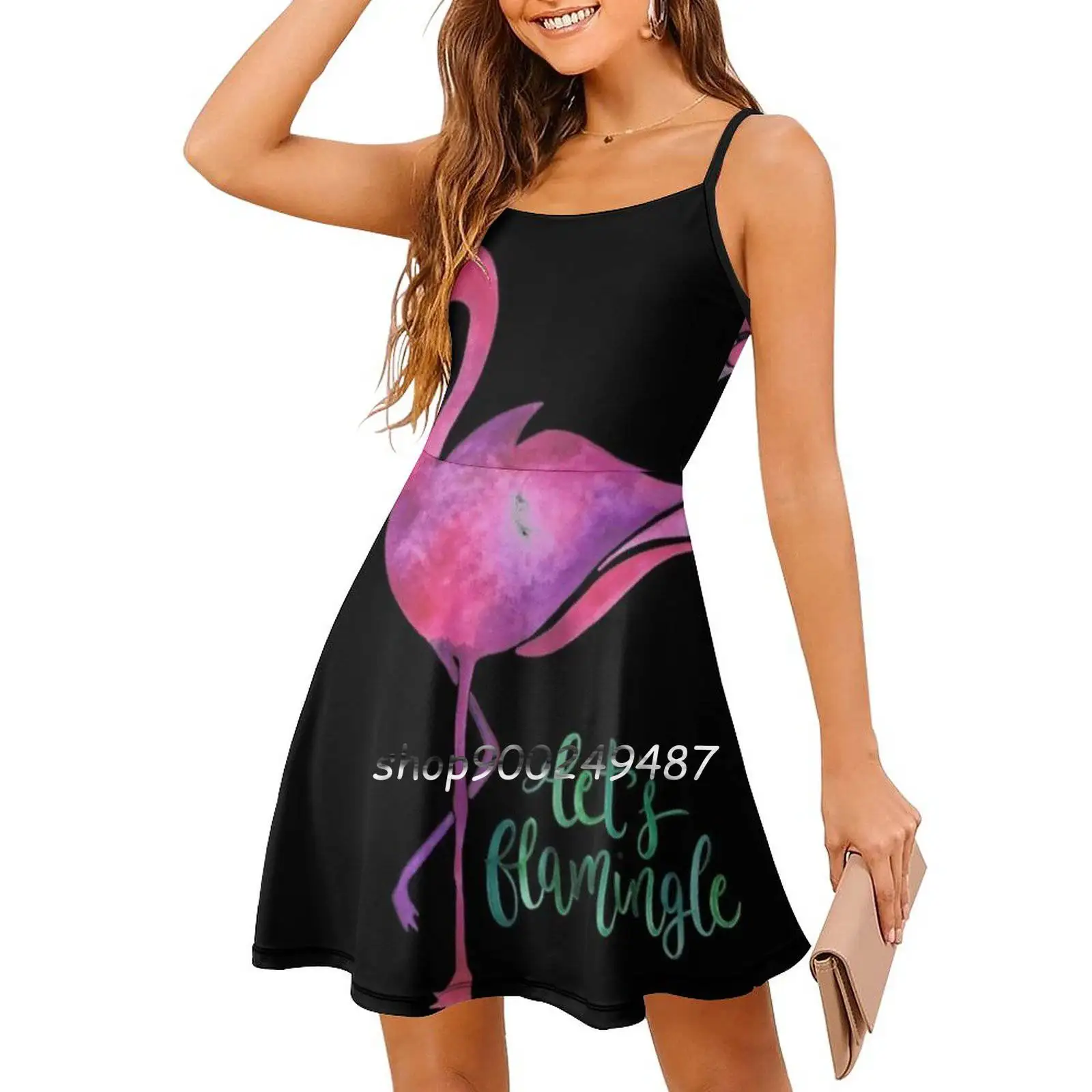 Давайте полумламинго! Женское повседневное мини-платье с высокой талией платья