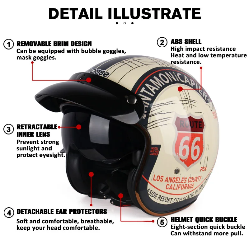 Сертификация в горошек новинка 2024 года хит продаж мотоциклетный шлем Chopper ретро