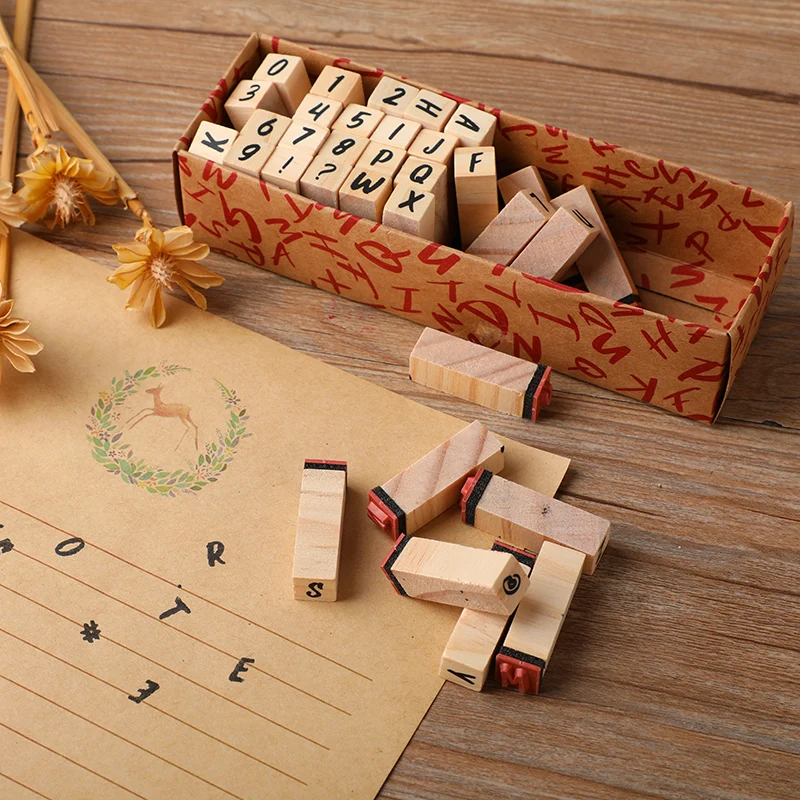 40 шт. алфавитные штампы винтажные деревянные резиновые буквы искусственные