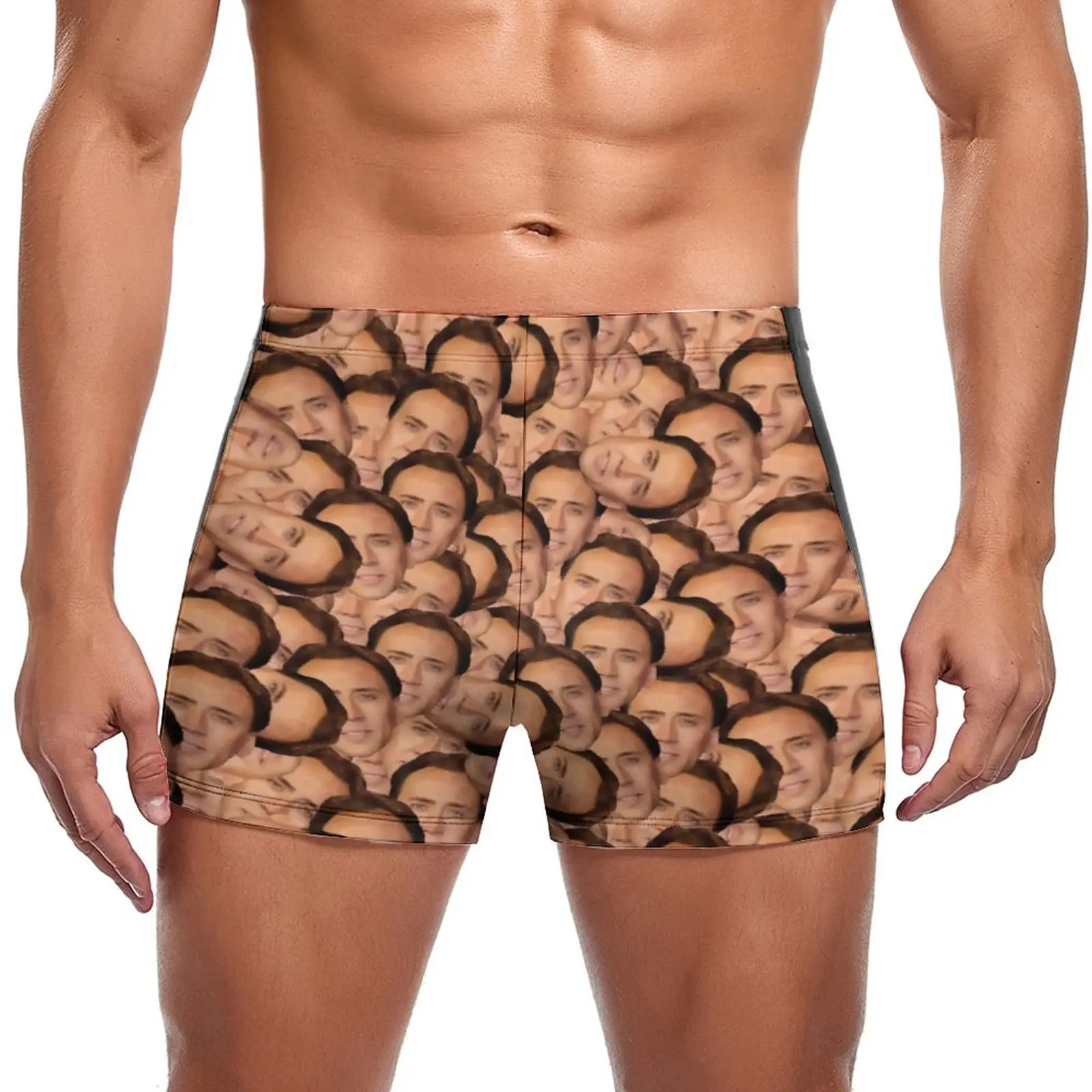 

Nicolas Cage Swimming Trunks Funny Nicholas Print Trending Beach Swim Boxers Push Up Quick Dry Man Swimwear