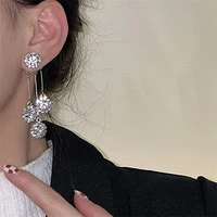 zircon round petal super flash zircon flower drop earrings fashion diamond tassel earrings two ways to wear jewelry for women