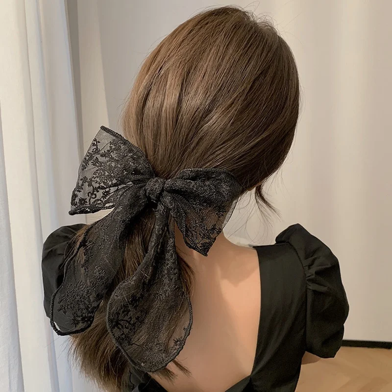 

Women Lace Hairclip Black White Bow Hair Barrettes Hairpin Women Fashion Hair Accessories Hair Accessories for Women