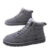padded vulcanized leather man s snow boots ankle warm felt boots winter shoe