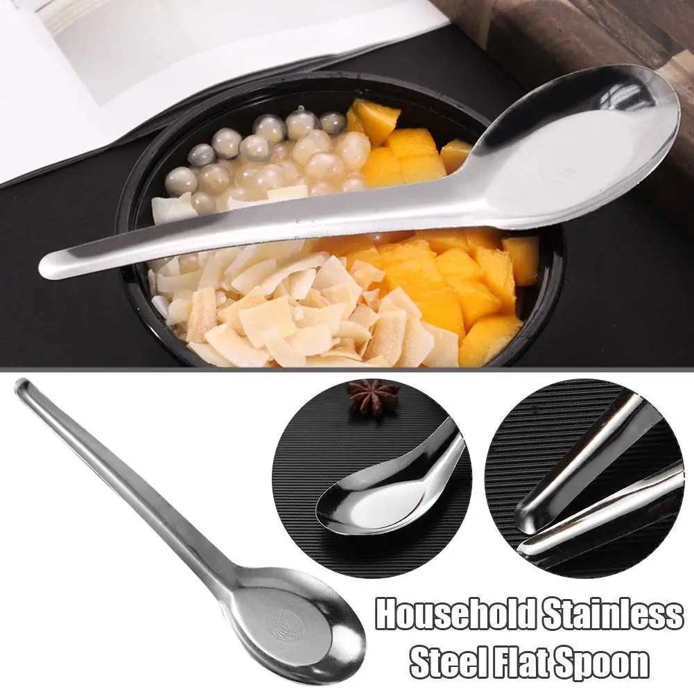 

12PC Stainless Steel Spoon Asian Soup Spoons Ergonomic Spoon Christmas Oval Accessories Decoration Tableware Handle Kitchen F9G3