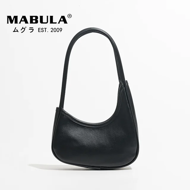 

New MABULA Brand Luxury Handbag Handbag Waterproof Shoulder Bag Half Moon Leather Reusable Solid Color Portable Casual Gift