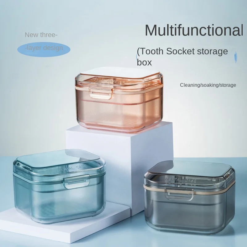 2023 New Three-layer Dental Condom Box Invisible Appliance Retainer Orthodontic Storage Box Drainage Layered and Portable